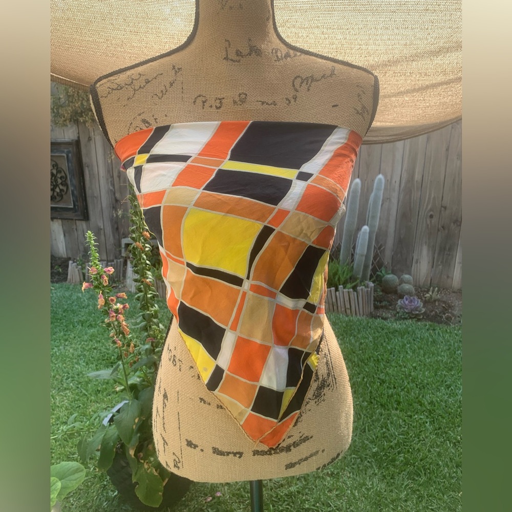 2/$20 Colorful Geometric Vintage Silk Scarf / bandeau Top